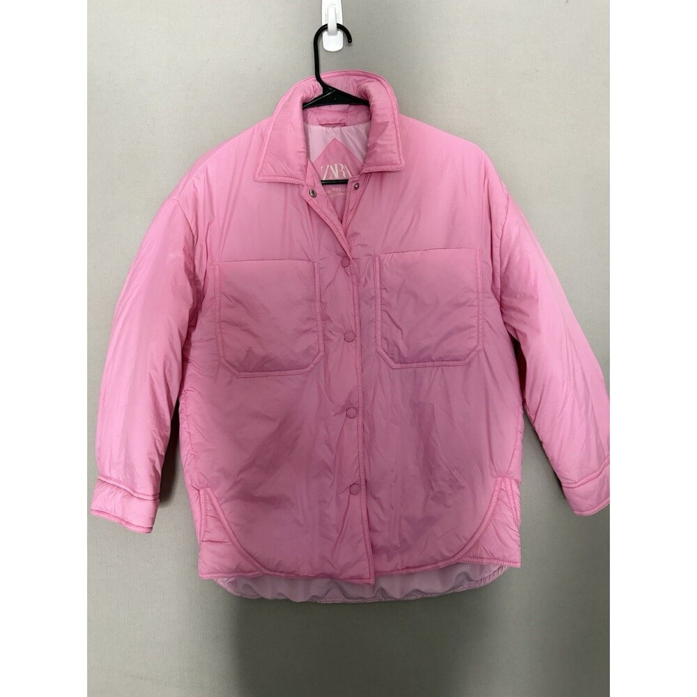 Zara Girls Jacket Shacket Padded Pink Size 11-12 lightweight Nylon Fall Winter